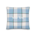 Personalized Pink Cloud and Blue Lagoon Plaid Throw Pillow - Scottish Squares