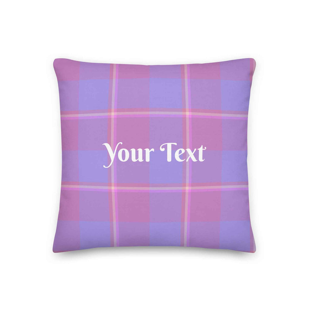 Personalized Viola and Dull Lavender Plaid Throw Pillow - Scottish Squares