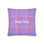 Personalized Viola and Dull Lavender Plaid Throw Pillow - Scottish Squares