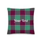 Personalized Ocean Green and Mulberry Wood Plaid Pillow - Scottish Squares
