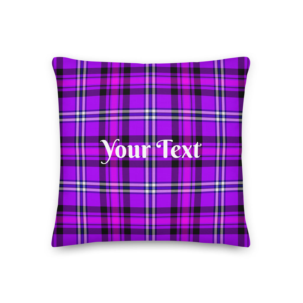 Personalized Electric Violet and Fuchsia Throw Pillow - Scottish Squares