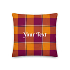 Personalized Tahiti Gold and Rose Bud Cherry Plaid Throw Pillow - Scottish Squares