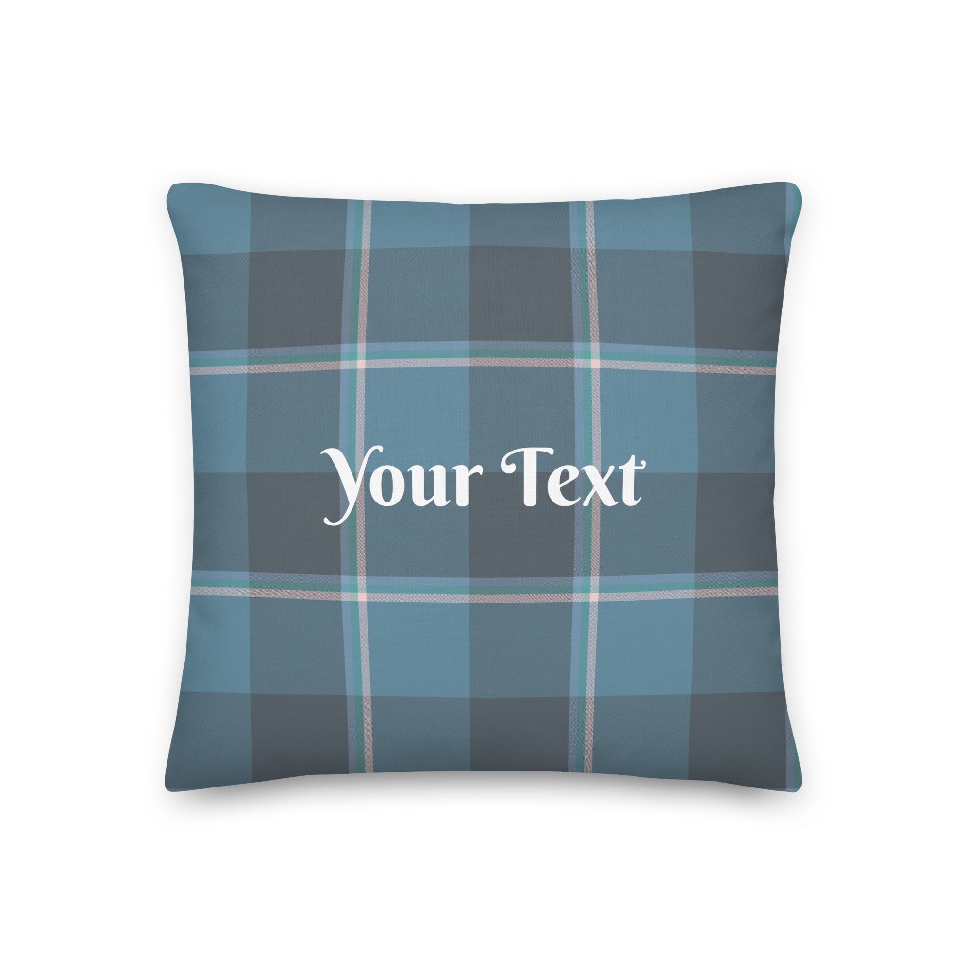 Personalized Hoki and Shuttle Gray Plaid Throw Pillow - Scottish Squares