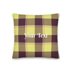 Personalized Flax and Livid Brown Plaid Throw Pillow - Scottish Squares