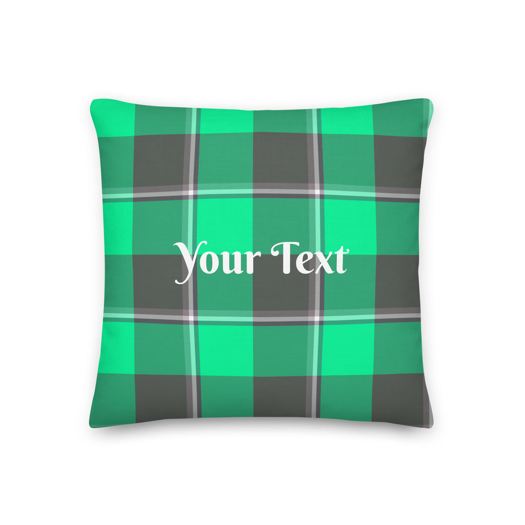 Personalized Spring Green and Finlandia Plaid Throw Pillow - Scottish Squares