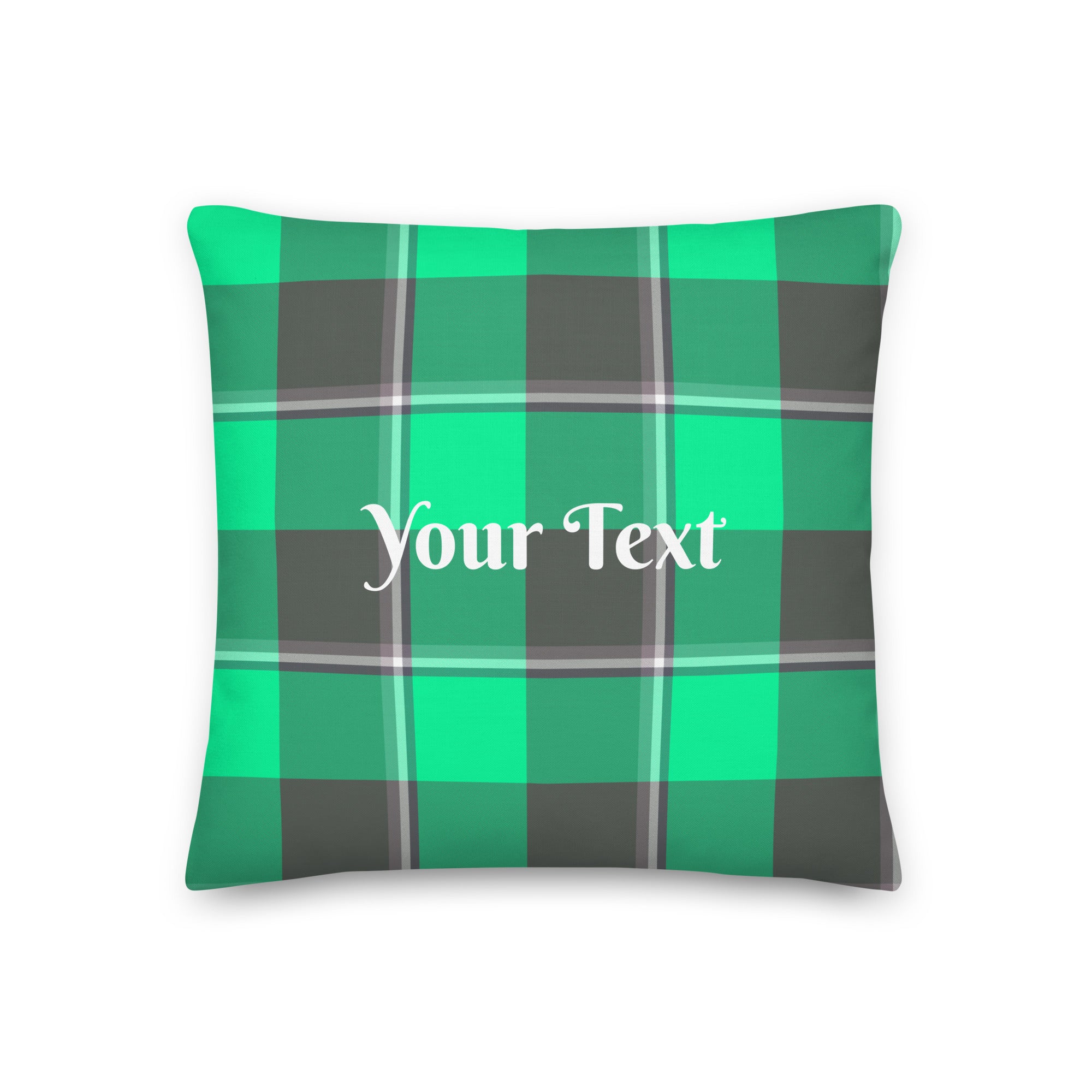 Personalized Spring Green and Finlandia Plaid Throw Pillow - Scottish Squares