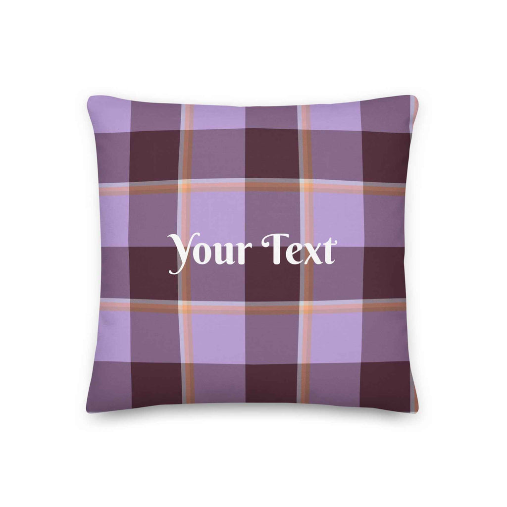 Personalized Light Wisteria and Livid Brown Plaid Throw Pillow - Scottish Squares