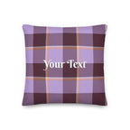 Personalized Light Wisteria and Livid Brown Plaid Throw Pillow - Scottish Squares