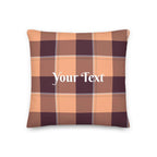 Personalized Hit Pink and Livid Brown Plaid Throw Pillow - Scottish Squares