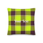 Personalized Electric Lime and Livid Brown Plaid Throw Pillow - Scottish Squares