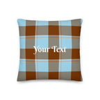 Personalized Blizzard Blue and Livid Brown Plaid Throw Pillow - Scottish Squares