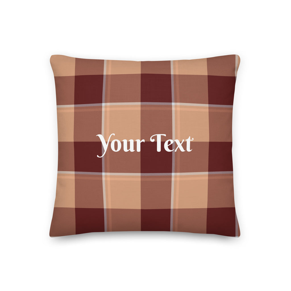 Personalized Whiskey and Livid Brown Plaid Throw Pillow - Scottish Squares