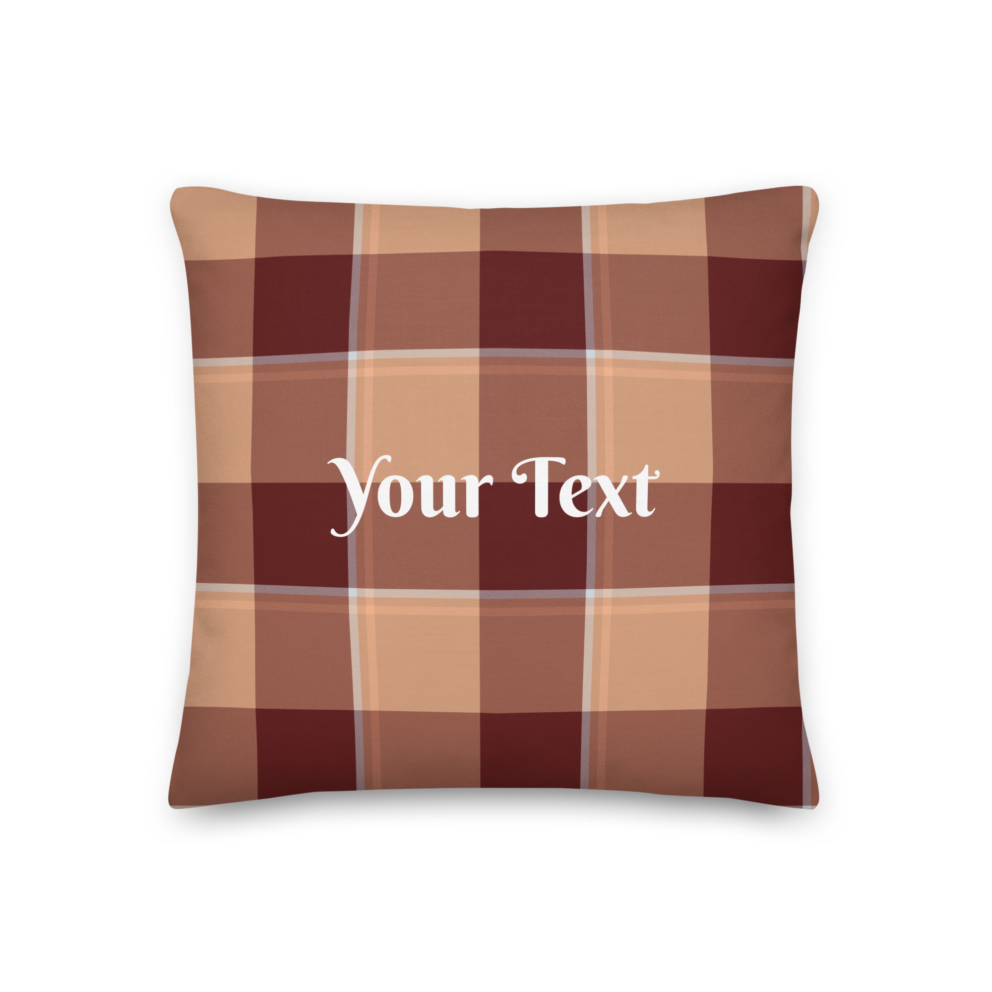 Personalized Whiskey and Livid Brown Plaid Throw Pillow - Scottish Squares