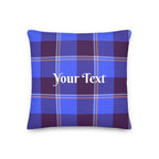 Personalized Cornflower Blue and Livid Brown Plaid Throw Pillow - Scottish Squares