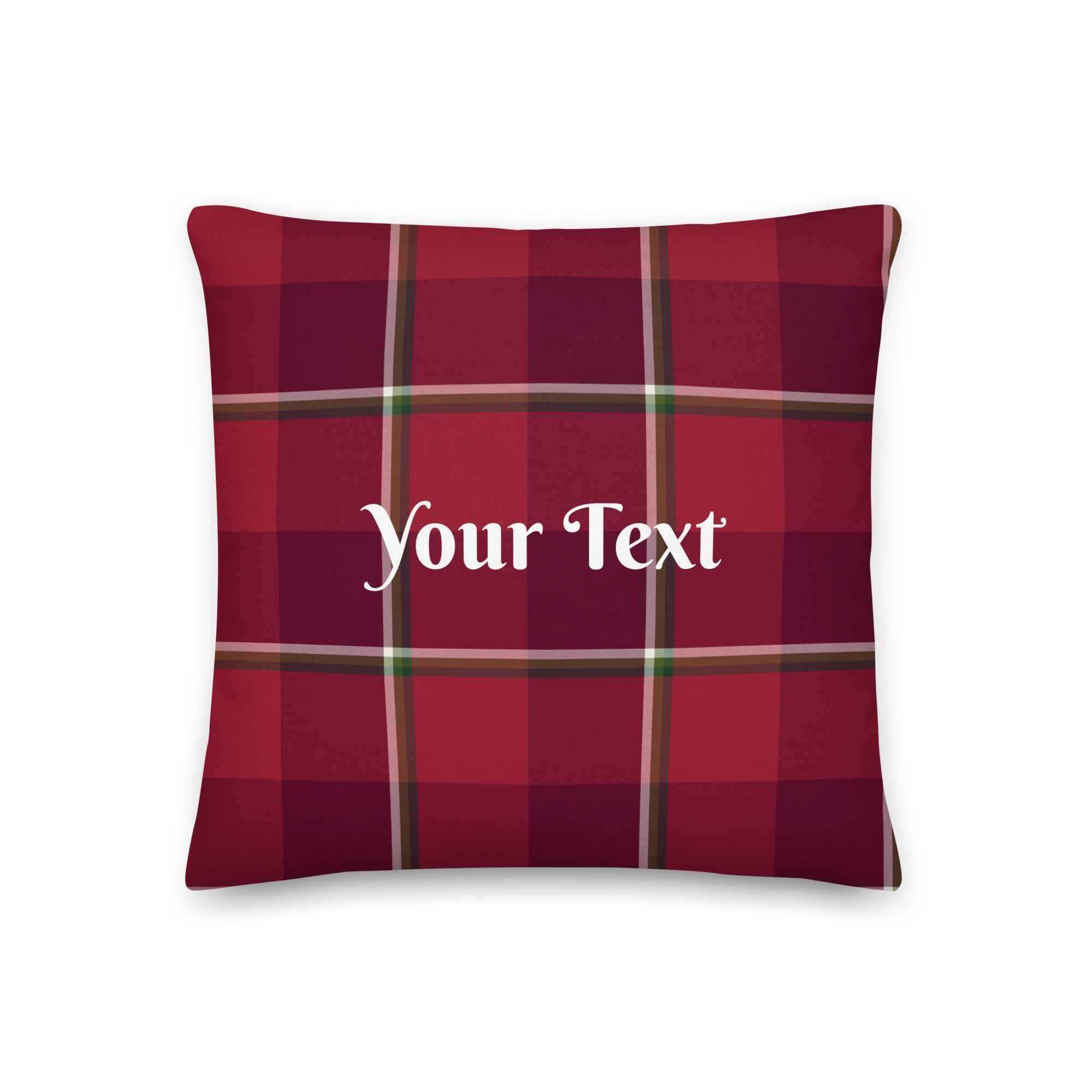 Personalized Old Brick and Cab Sav Plaid Throw Pillow - Scottish Squares