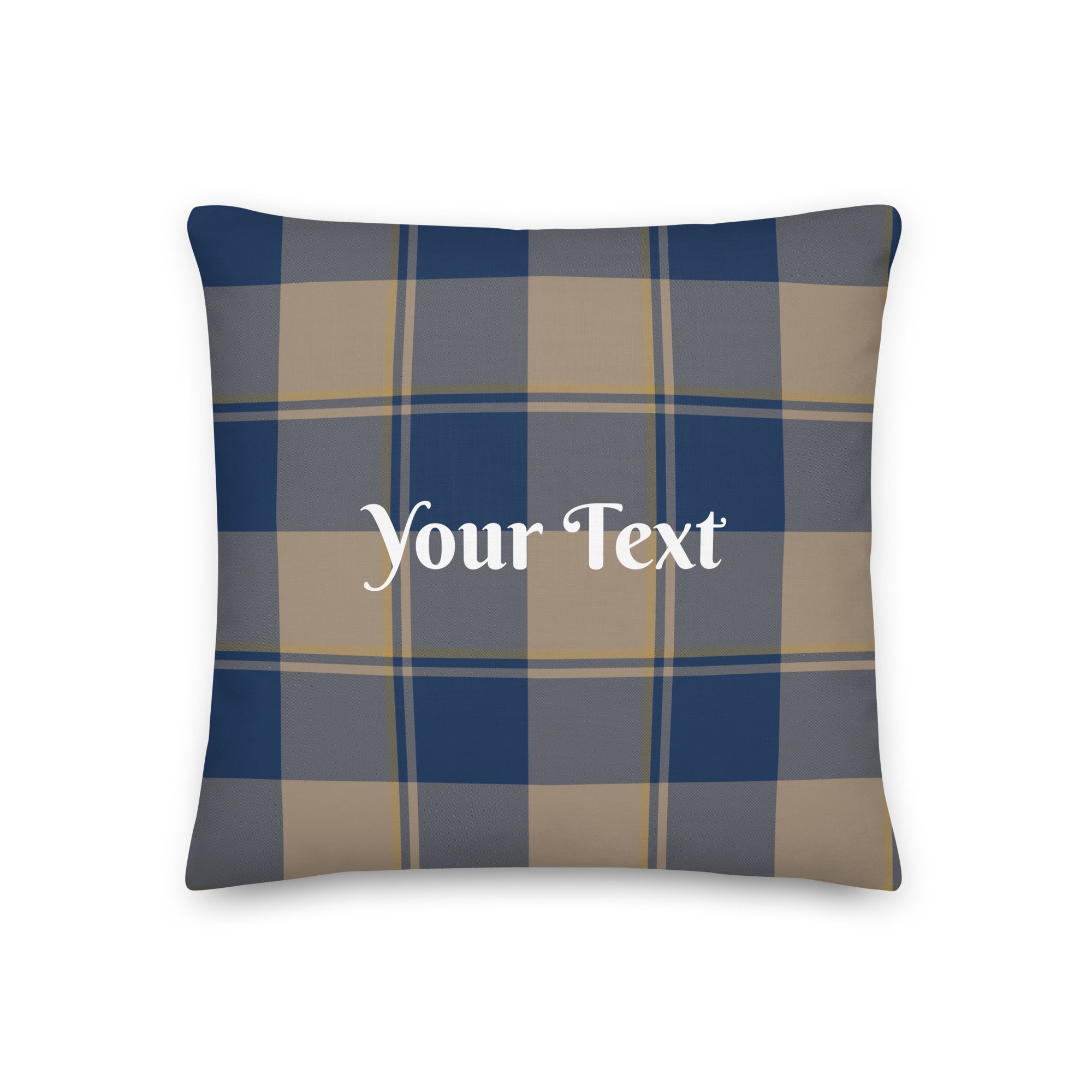 Personalized Cello and Donkey Brown Plaid Throw Pillow - Scottish Squares