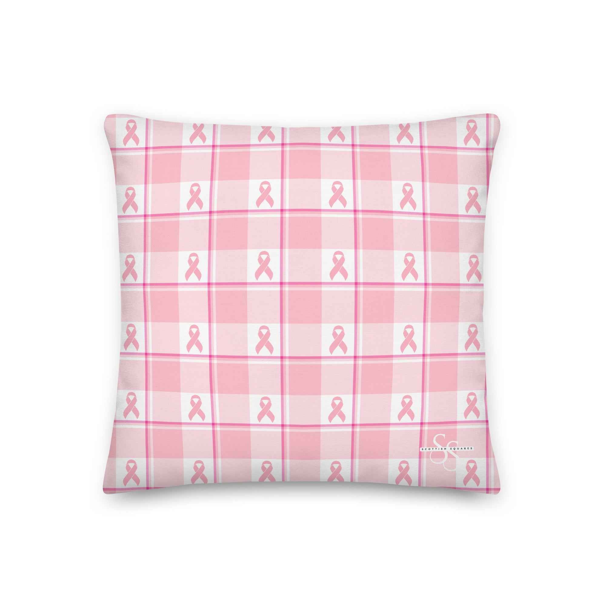 Throw Pillow Breast Cancer Awareness Plaid Default Title - Scottish Squares