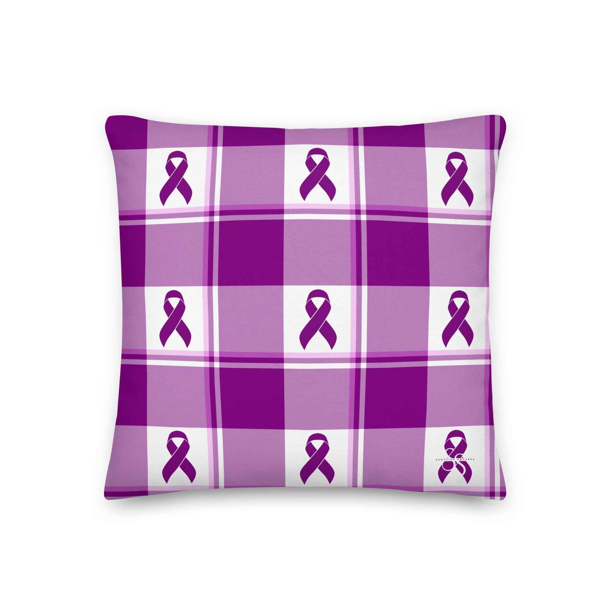 Throw Pillow Pancreatic Cancer Awareness Plaid Default Title - Scottish Squares