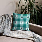 Throw Pillow Cervical Cancer Awareness Plaid, Teal Ribbon, Supportive Gift - Scottish Squares