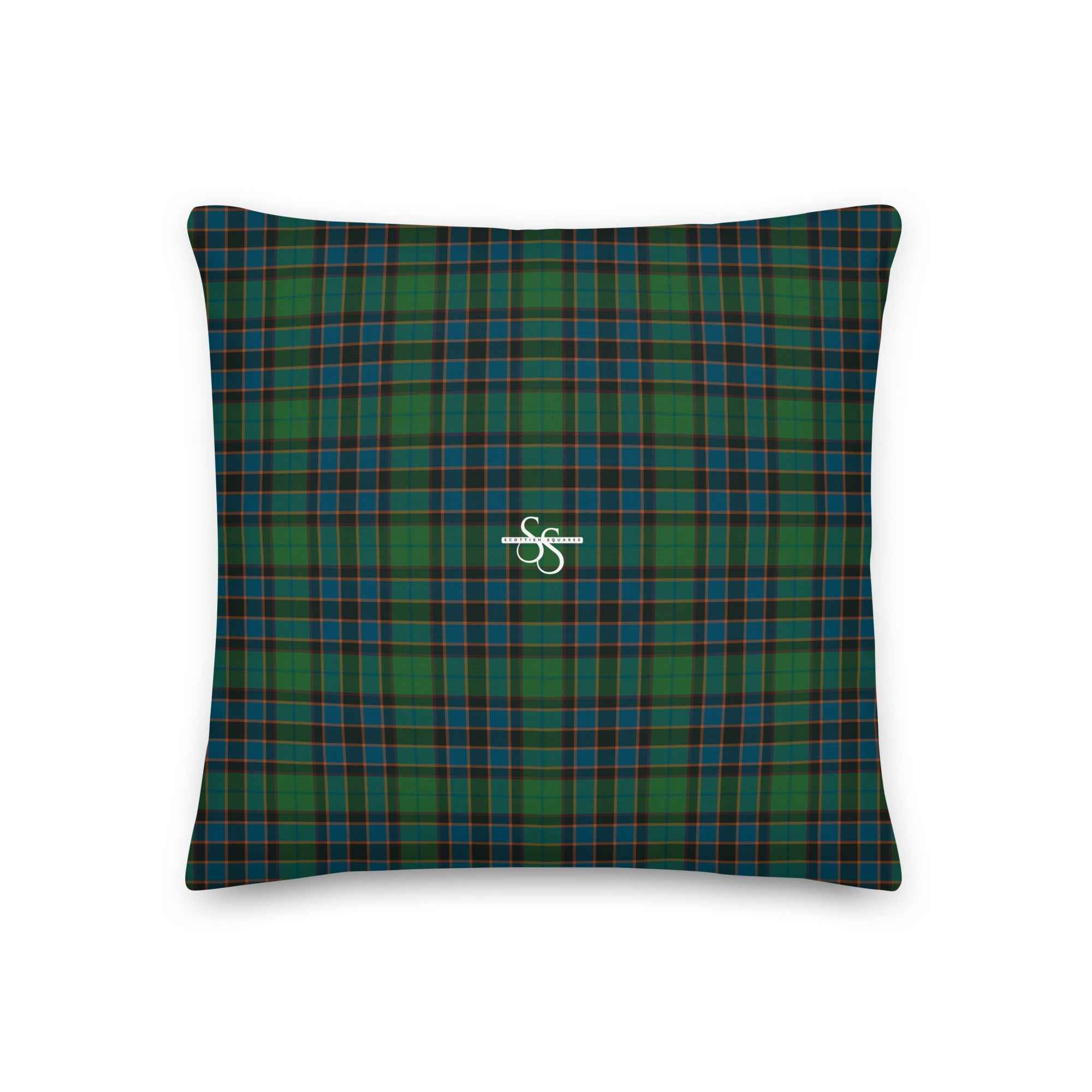 Throw Pillow Green Blue Orange Plaid Tartan