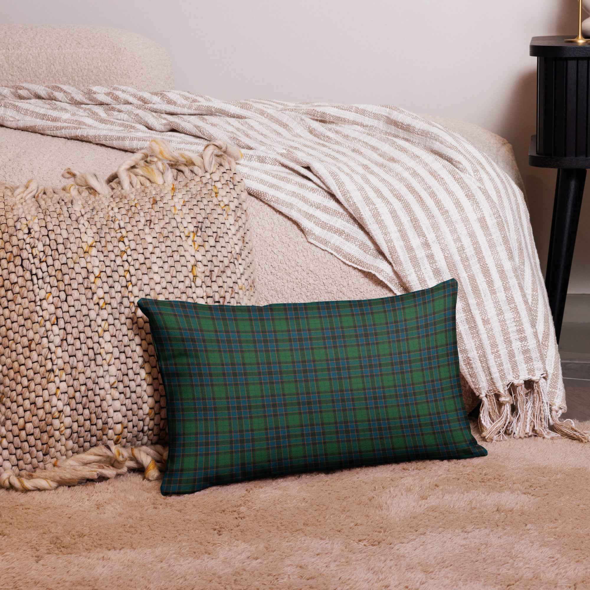 Throw Pillow Green Blue Orange Plaid Tartan