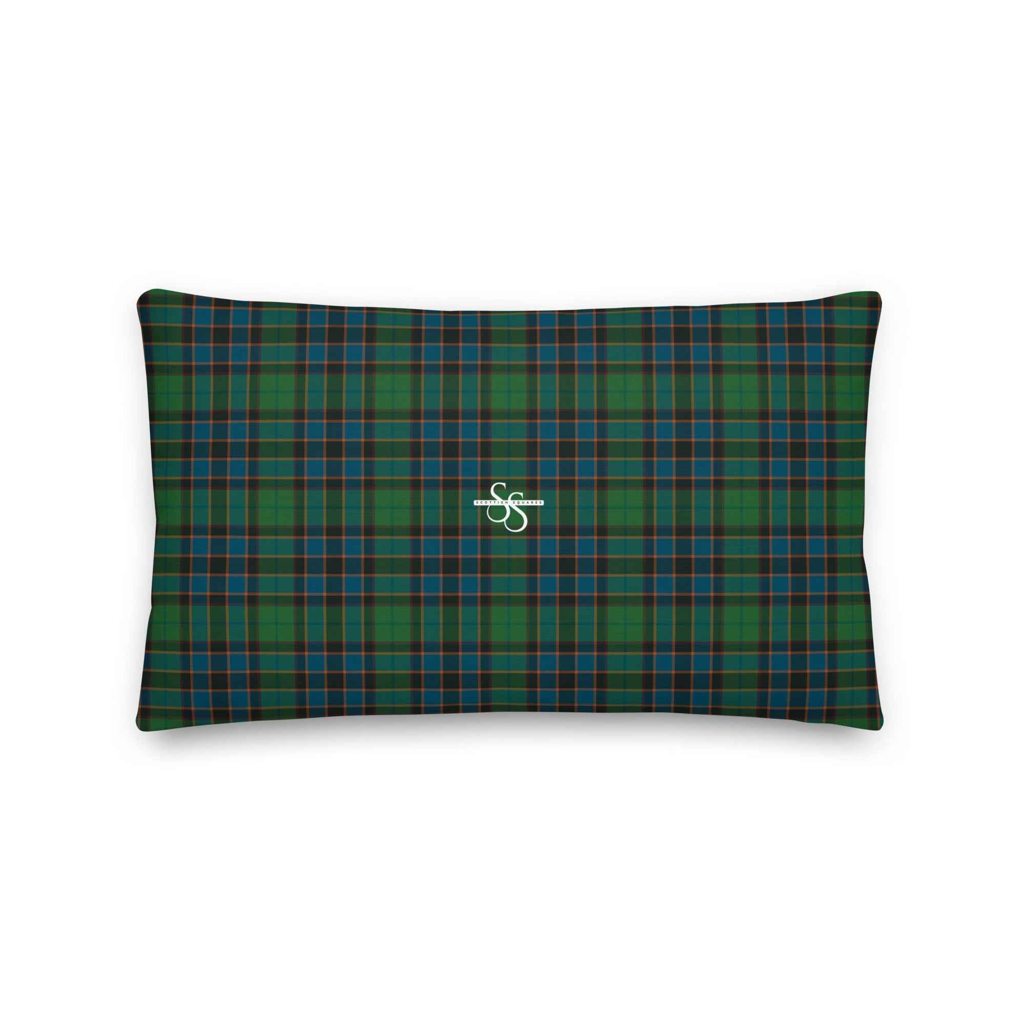 Throw Pillow Green Blue Orange Plaid Tartan