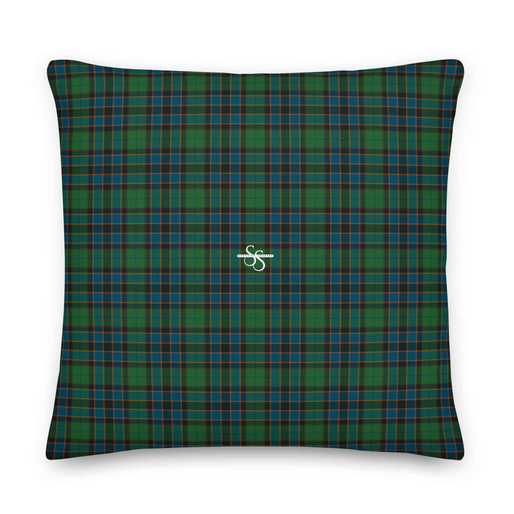 Throw Pillow Green Blue Orange Plaid Tartan