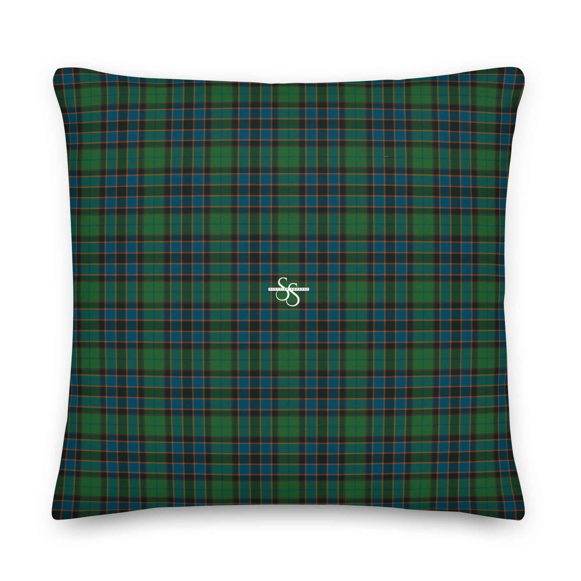Throw Pillow Green Blue Orange Plaid Tartan