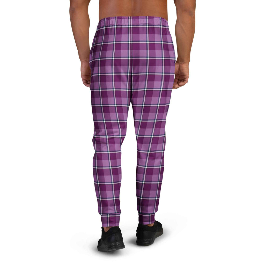 Purple and Trendy Pink Plaid Men's Joggers - Scottish Squares