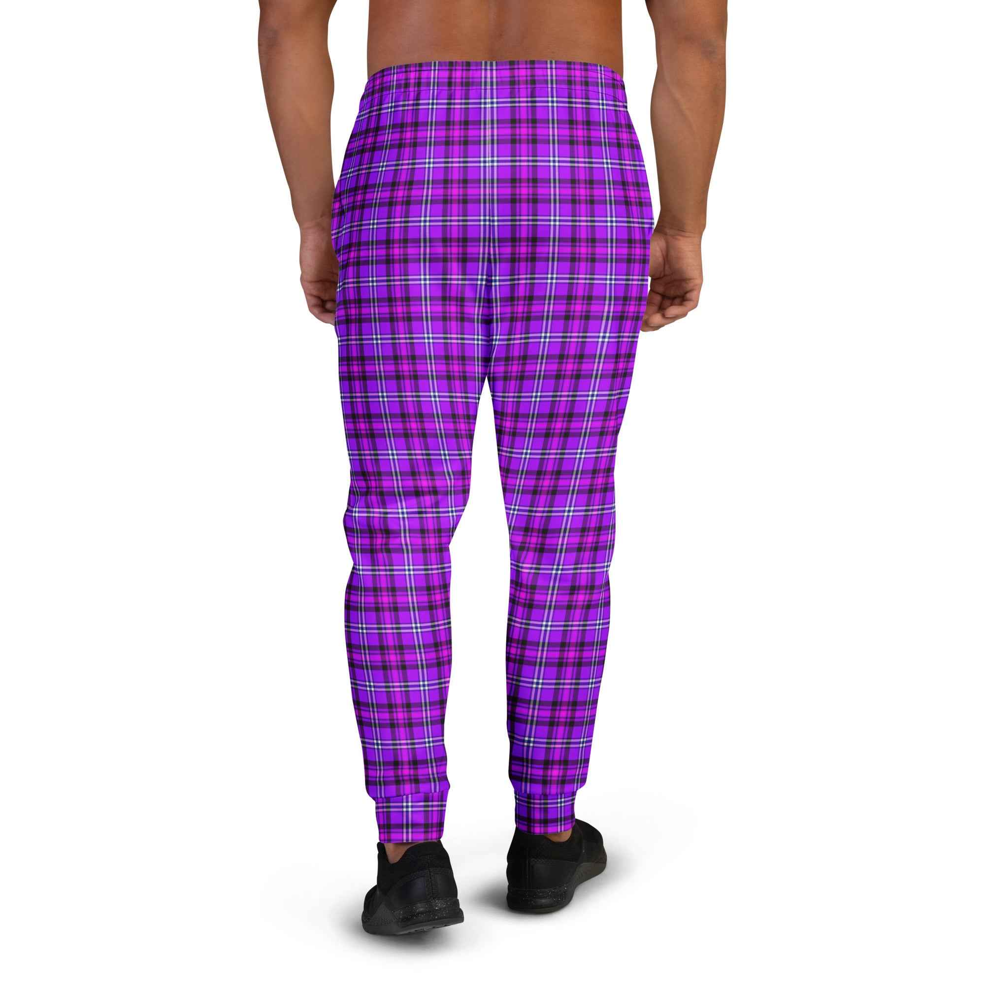 Electric Violet and Fuchsia Plaid Men's Joggers - Scottish Squares