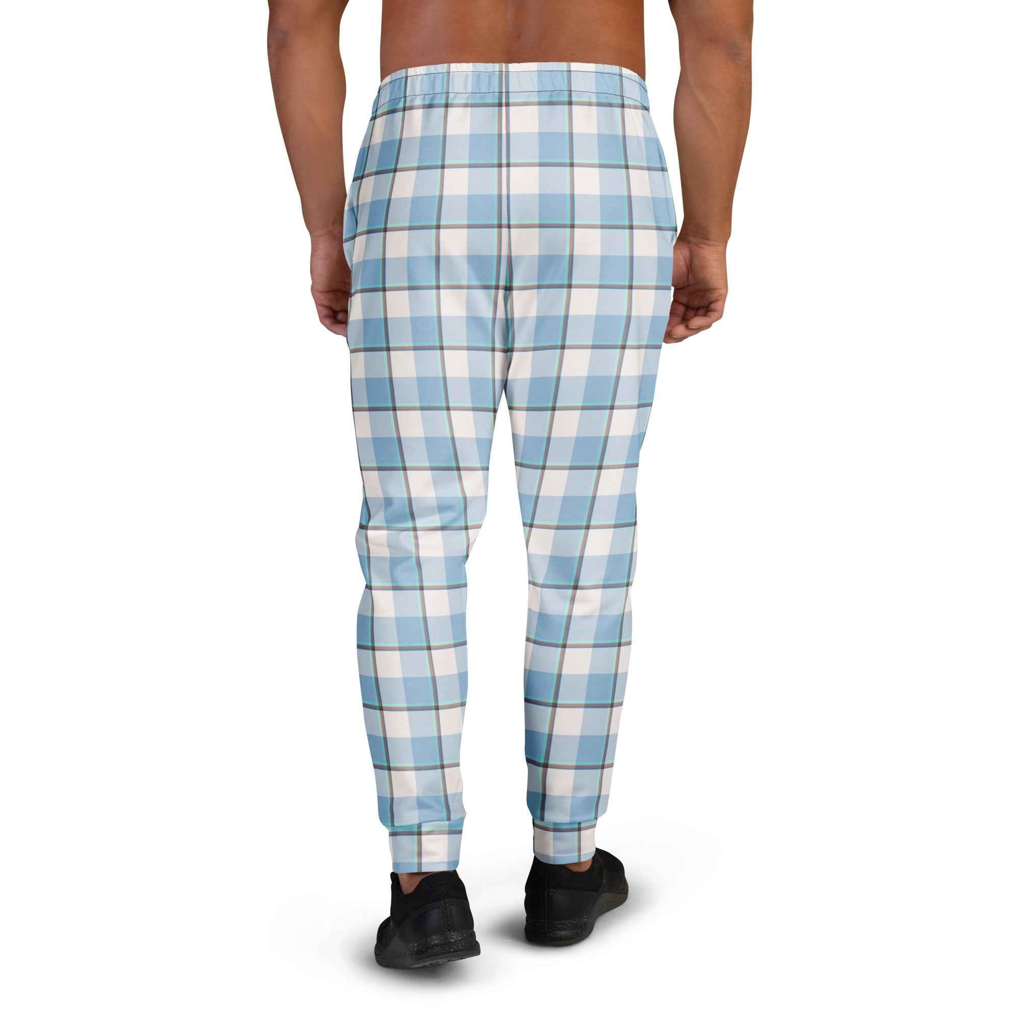 Pink Cloud and Blue Lagoon Plaid Men's Joggers - Scottish Squares
