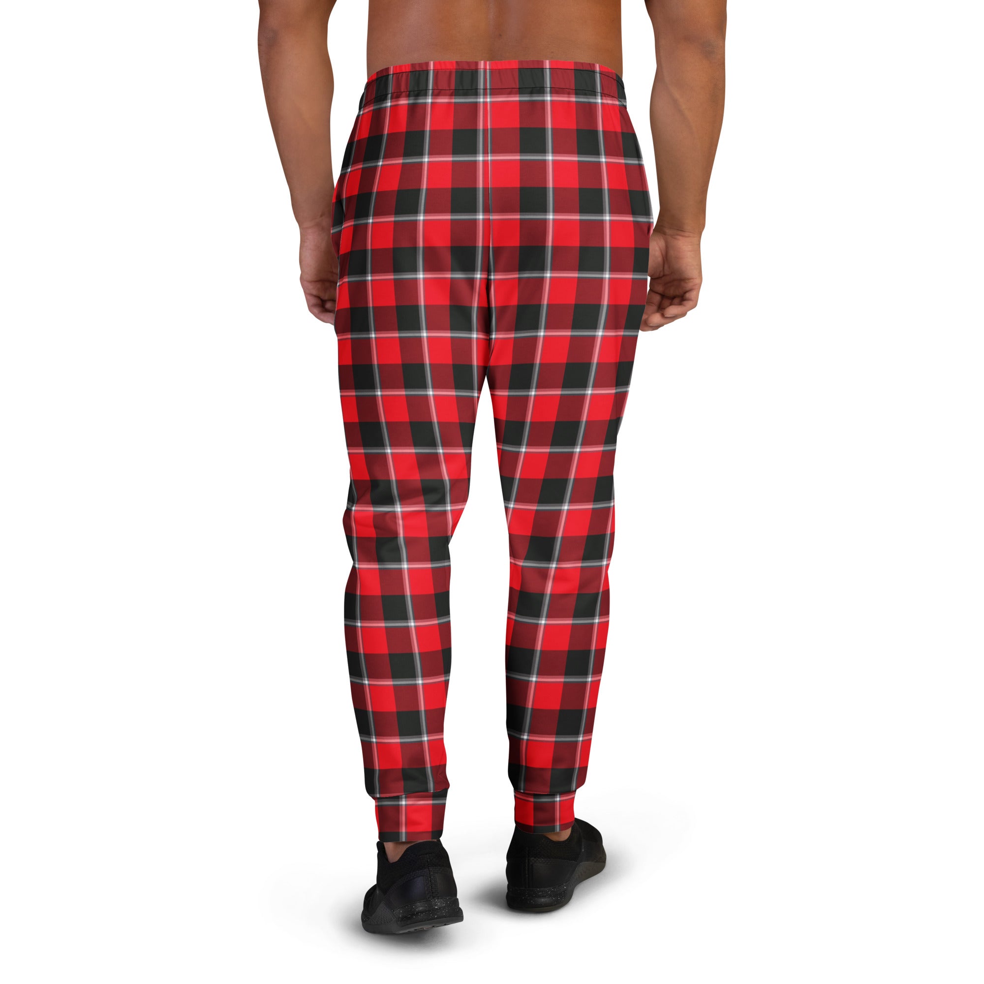 Red Ribbon and Heavy Metal Plaid Men's Joggers - Scottish Squares