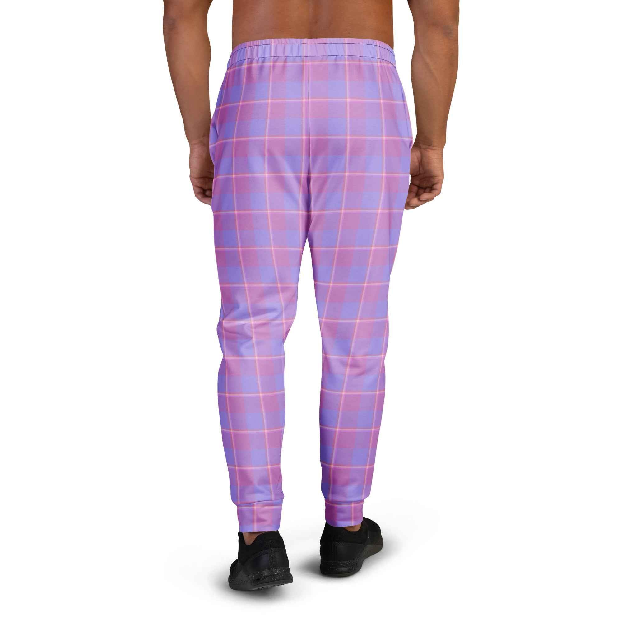 Viola and Dull Lavender Plaid Men's Joggers - Scottish Squares