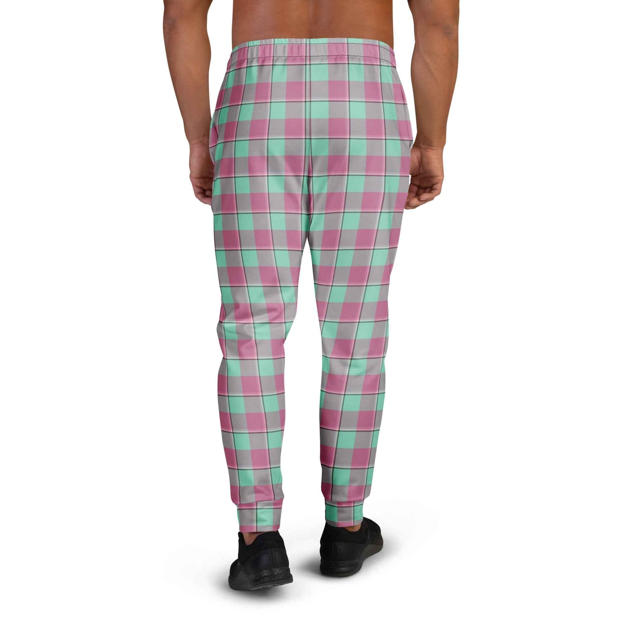 Vista Blue and Turkish Rose Plaid Men's Joggers - Scottish Squares