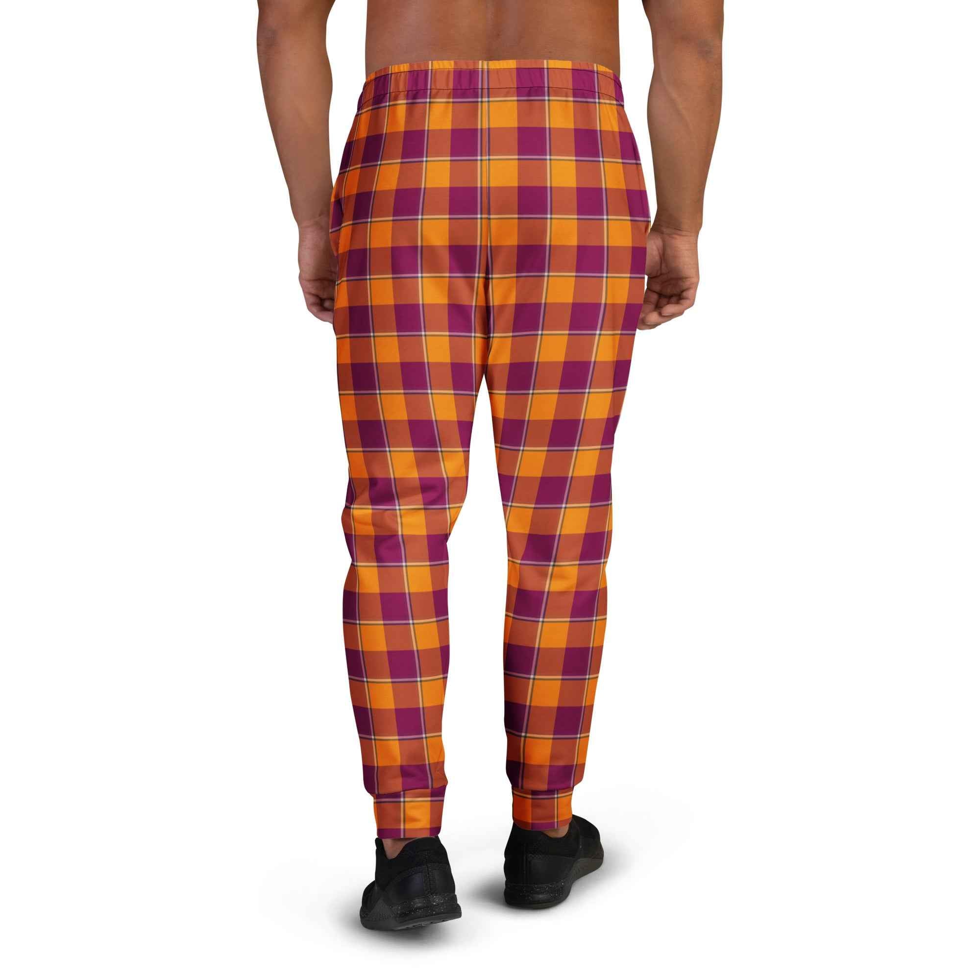 Tahiti Gold and Rose Bud Cherry Plaid Men's Joggers - Scottish Squares