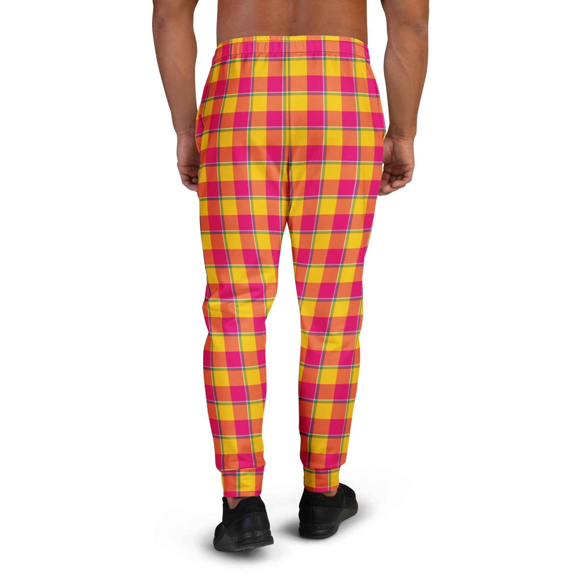 Corn and Razzmatazz Plaid Men's Joggers - Scottish Squares