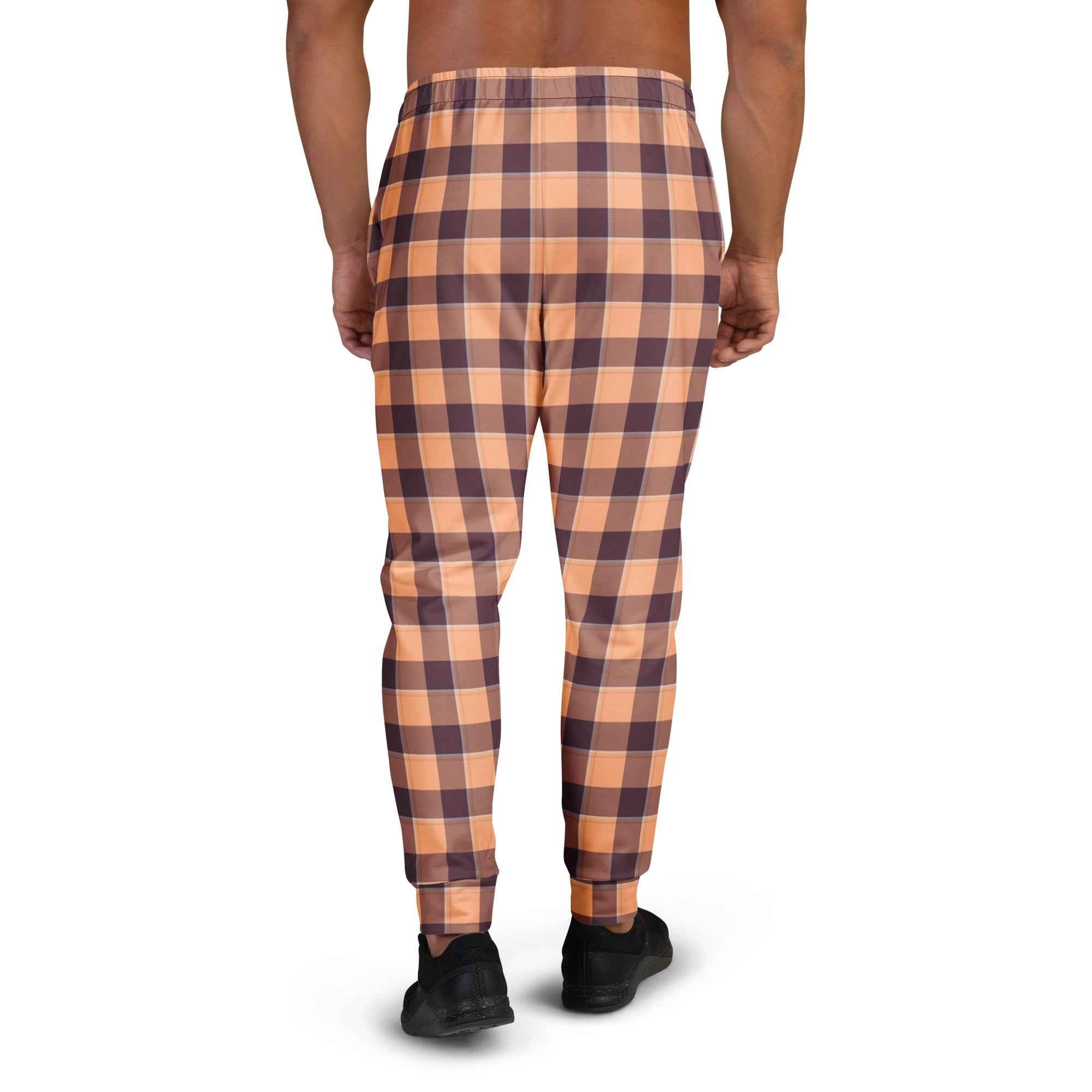 Hit Pink and Livid Brown Plaid Men's Joggers - Scottish Squares