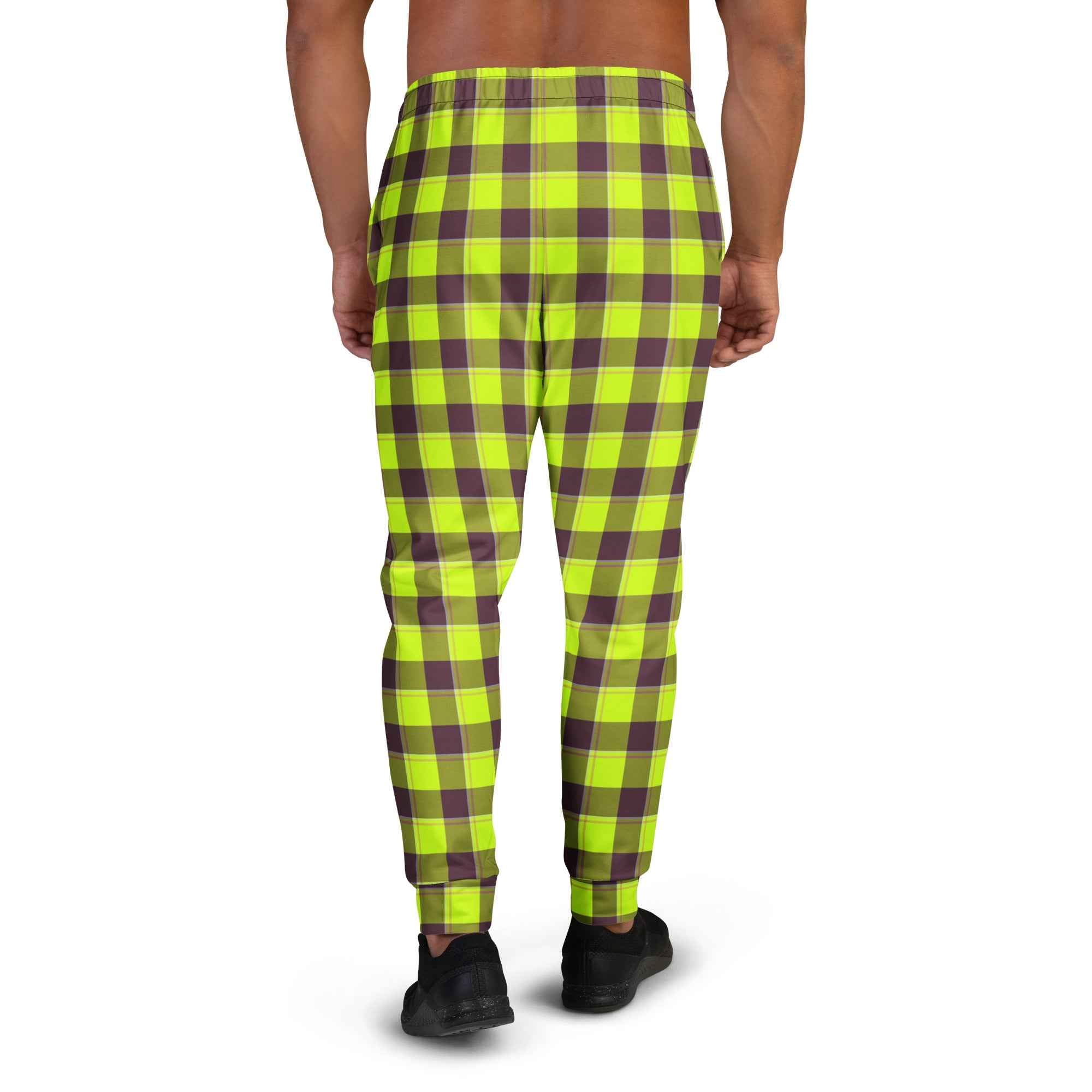 Electric Lime and Livid Brown Plaid Men's Joggers - Scottish Squares