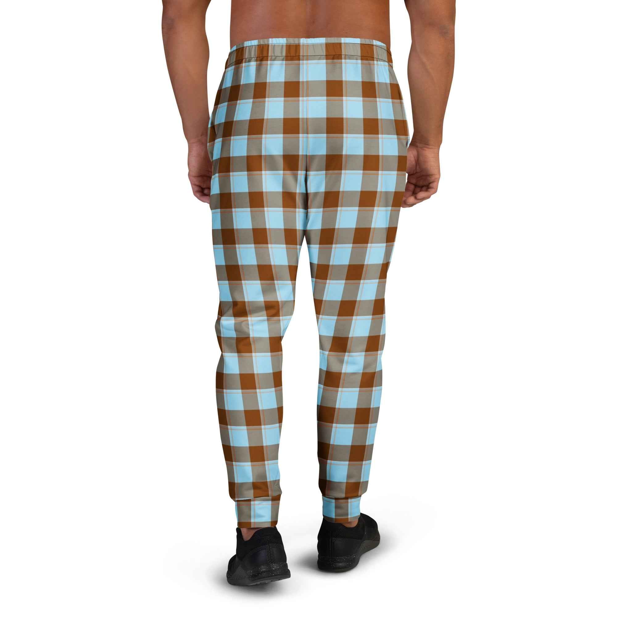 Blizzard Blue and Livid Brown Plaid Men's Joggers - Scottish Squares