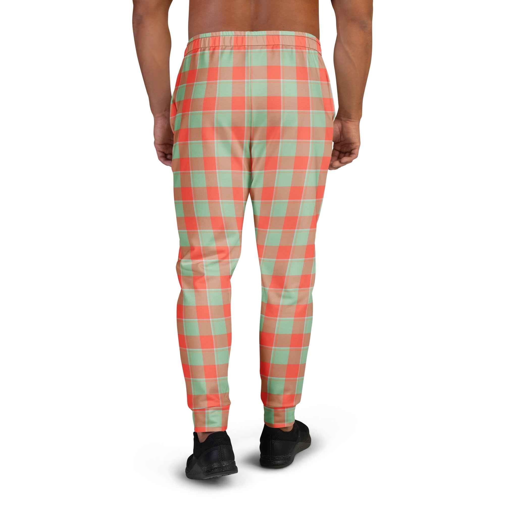 Spring Rain and Persimmon Plaid Men's Joggers - Scottish Squares