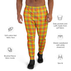 Blaze Orange and Bird Flower Plaid Men's Joggers - Scottish Squares