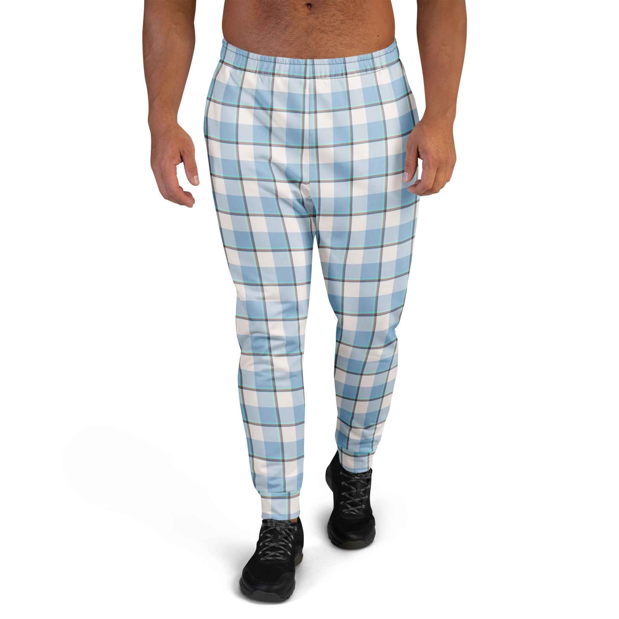 Pink Cloud and Blue Lagoon Plaid Men's Joggers - Scottish Squares