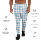 Pink Cloud and Blue Lagoon Plaid Men's Joggers - Scottish Squares
