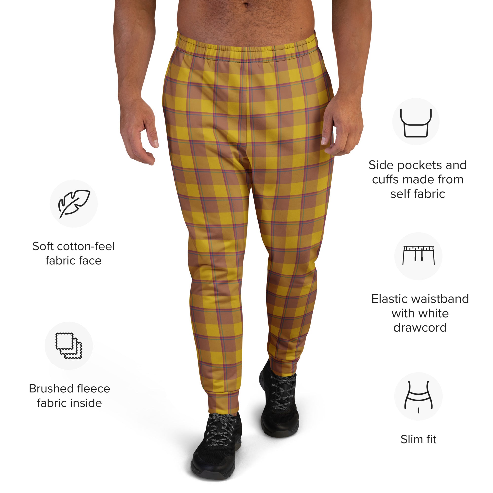 Potters Clay and Pizza Plaid Men's Joggers - Scottish Squares