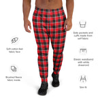 Red Ribbon and Heavy Metal Plaid Men's Joggers - Scottish Squares