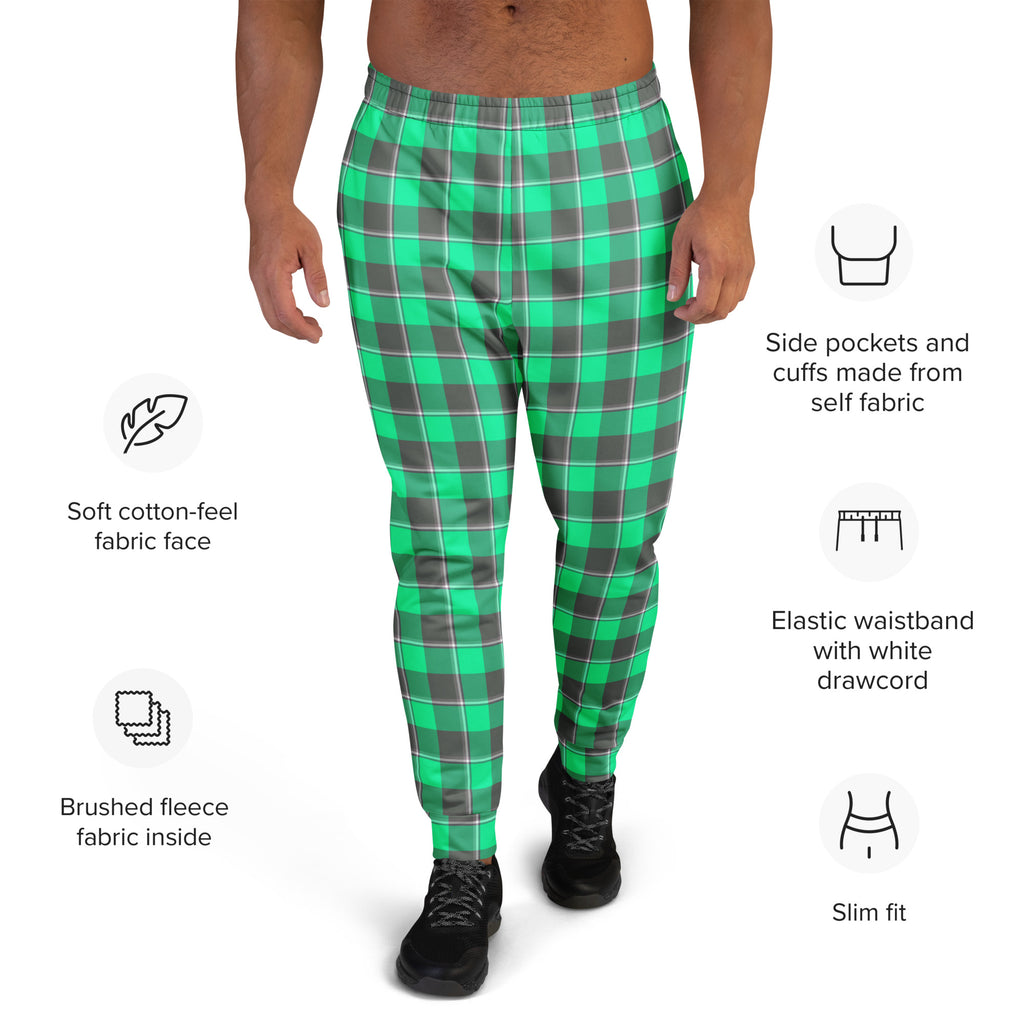 Spring Green and Finlandia Plaid Men's Joggers - Scottish Squares