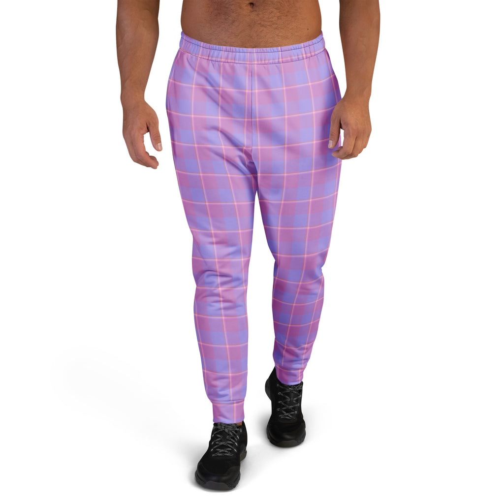 Viola and Dull Lavender Plaid Men's Joggers - Scottish Squares