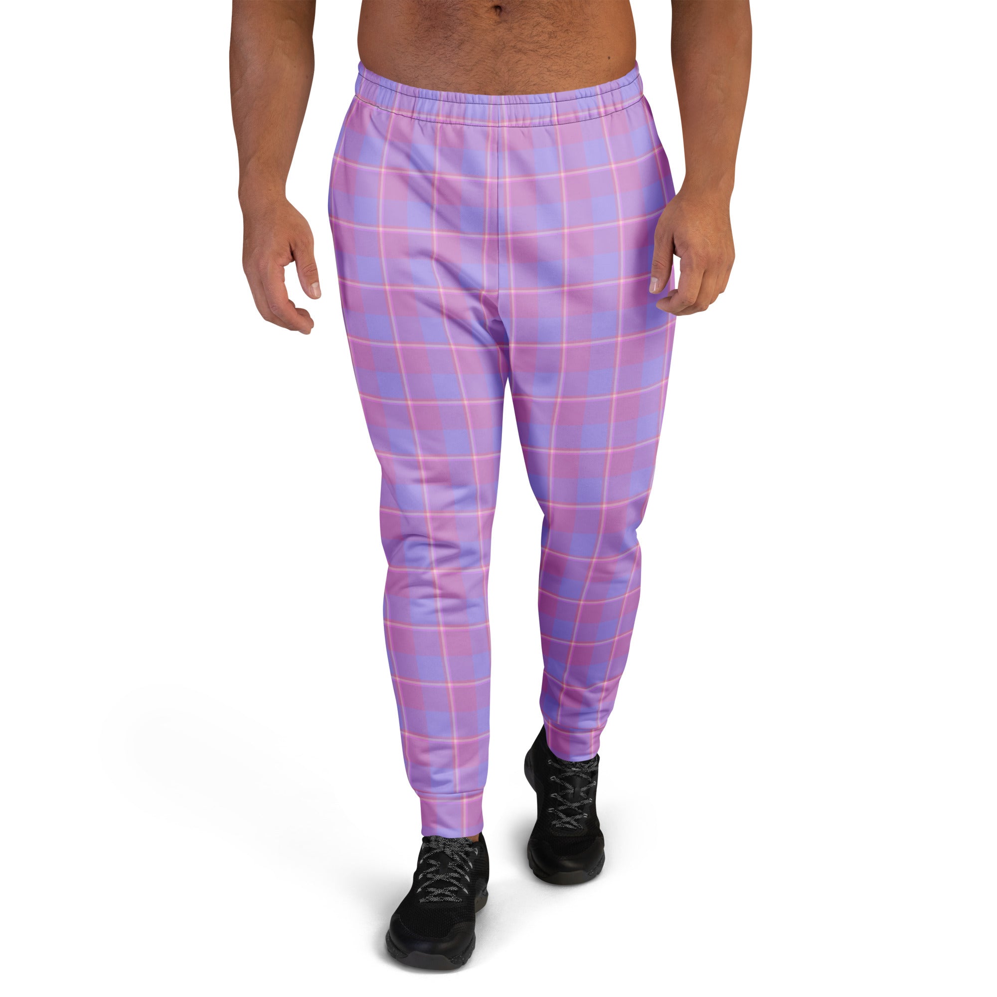 Viola and Dull Lavender Plaid Men's Joggers - Scottish Squares