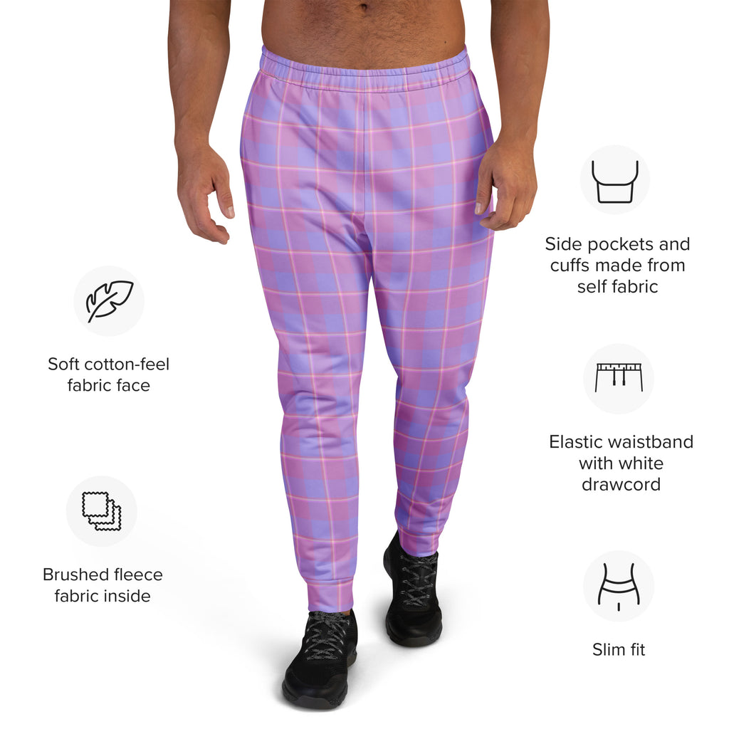 Viola and Dull Lavender Plaid Men's Joggers - Scottish Squares