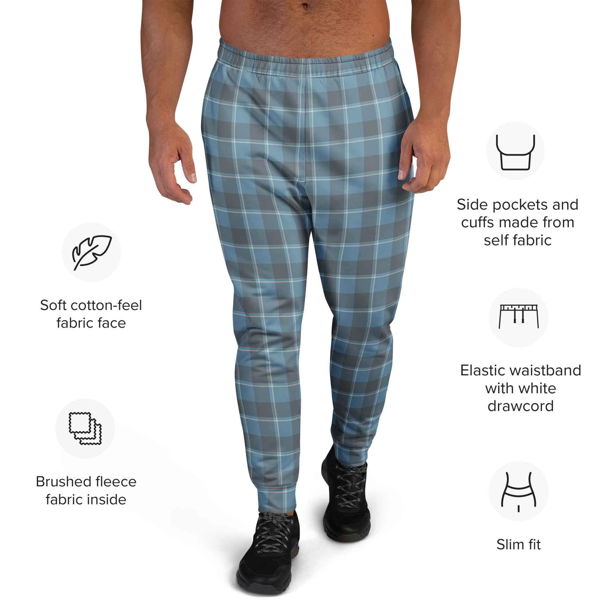 Hoki and Shuttle Gray Plaid Men's Joggers - Scottish Squares